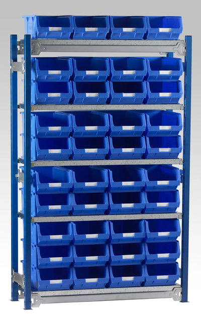 Single Starter Bay Shelving with Bin Kits | Freestanding Small Parts Storage