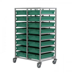 Double Euro Trolley for 16 x 23.7L Euro Stacking Boxes Silver Mild Steel