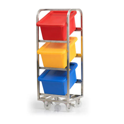 3 Bin Ingredients Trolley – Epoxy-Coated Mild Steel | Mobile Storage Rack for 34 Litre Rectangular Containers
