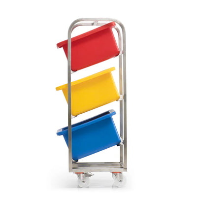 3 Bin Ingredients Trolley – Stainless Steel | Mobile Storage Rack for 34 Litre Rectangular Containers | Free Delivery