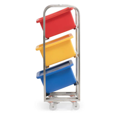 6 Bin Ingredients Trolley – Epoxy-Coated Mild Steel | Mobile Storage Rack for 34 Litre Rectangular Containers