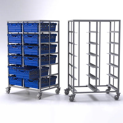 12 x Euro Trolley – Double Trolley for 35L Bale Arm Crates (600x400x197mm)