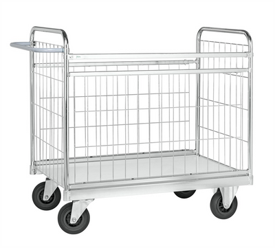 Galvanised Parcel Trolley with Detachable Sides – 300 kg Capacity – 1390 x 650 x 1025 mm