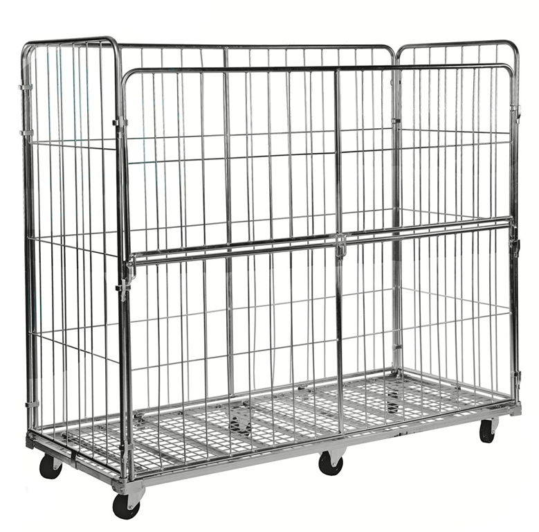 Extra-Large 4-Sided Electro-Galvanised Roll Container with Folding Gat ...