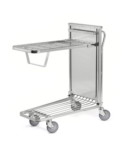 Ergonomic Stackable Shop Trolley – Spring-Loaded Shelf | Electro-Galvanised | 90kg Capacity