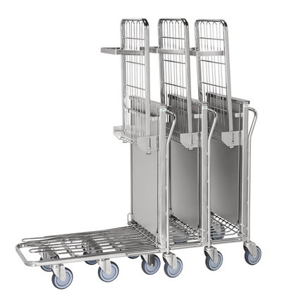 Stackable Shop Trolley with Fold-Up Upper Shelf – 100kg Shelf Capacity