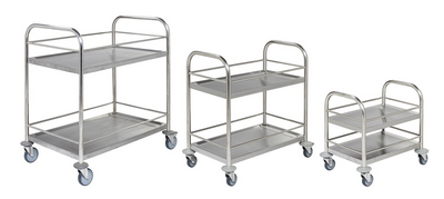 Stainless Steel Trolley – 2 Levels with Frame – C2 – 530 × 375 × 550 mm