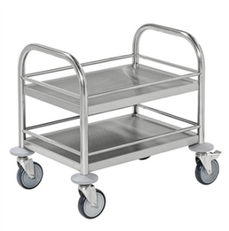 Stainless Steel Trolley – 2 Levels with Frame – C2 – 530 × 375 × 550 mm