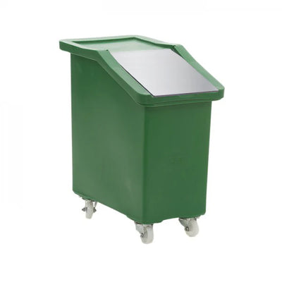 65 Litre Ingredients Trolley with Stainless Steel Flap Lid – Food Approved Mobile Storage Bin