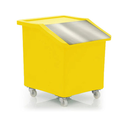 142 Litre Ingredients Trolley with Stainless Steel Flap Lid – Food Approved Mobile Storage Bin