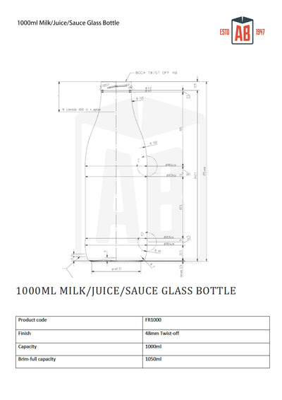 Bouteilles de lait à col vissé de 1 litre