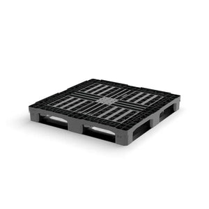 Grey CP9 open deck HDPE plastic pallet 1140x1140x150mm with raised edge