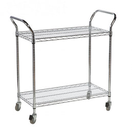 Chrome Wire 2 Shelf Tray Trolley - 210kg Capacity