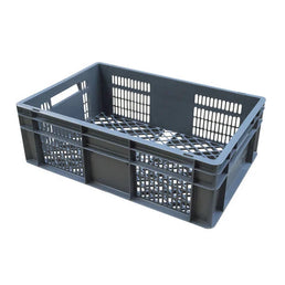 Caja Apilable de Plástico Euro – 600x400x200mm – Capacidad de 40L – Base Perforada y Paredes Laterales Perforadas