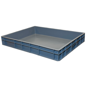 Grey 800x600x120mm Euro stacking tray 45 litre capacity with closed base and walls