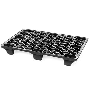 Nestable 6kg plastic export pallet 1200x800x130mm with open gridded deck and 9 legs