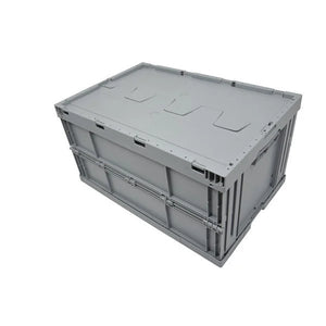 Caisse en plastique pliable avec couvercle – 600x400x320mm – 59L – Côtés et base fermés