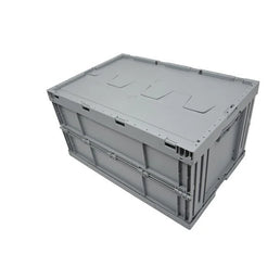 Caja Plástica Plegable con Tapa – 600x400x320mm – 59L – Lados y Base Cerrados