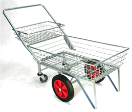 Garden Centre Trolley with Double Basket & 4 Wheels (Heavy Duty Wire Basket)