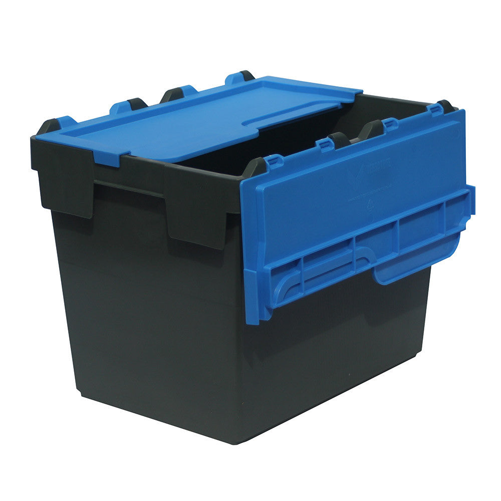 400 x 300 x 300mm Attached Lid Plastic Box (28L) – Heavy Duty PP Stora ...