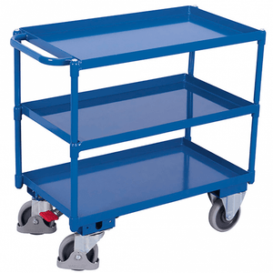 Heavy Duty Steel 3 Shelf Tray Trolley with Brake, 400kg Capacity, 1135 x 700 x 950mm
