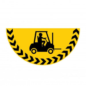 Large Half Circle Floor Marker Graphic Sign - Forklift Area Symbol 750 x 375mm