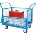 Mesh Sided Container Platform Trolley with Drop Down Front, 250kg Capacity, 615 x 1155 x 905mm