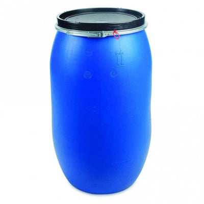 Open Top Plastic Food Grade Drum 220 Litre Blue with Lid & Steel Locking Ring