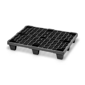 Nestable Plastic Display Pallet 800x600x130mm Black HDPE Closed Deck 1000kg Dynamic Load