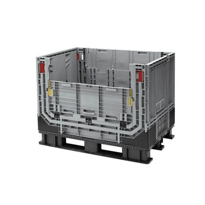 Caja de palé de plástico – 1211x811x902mm – 590L – Plegable con tapa y puerta plegable