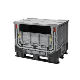 Caja de palé de plástico – 1211x811x902mm – 590L – Plegable con tapa y puerta plegable