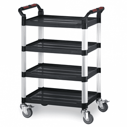 4 Shelf Plastic Tray Trolley with Brake, 150kg Capacity, 460 x 750 x 1260mm
