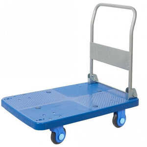 Heavy Duty Plastic Platform Trolley 300kg with Folding Handle & Silent Castors