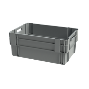 Boîte empilable et emboîtable grise – 600x400x250mm – 45 Litres – Bac empilable rotatif renforcé