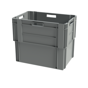 Grey 95 litre stack and nest plastic storage box 600x400x500mm with closed walls