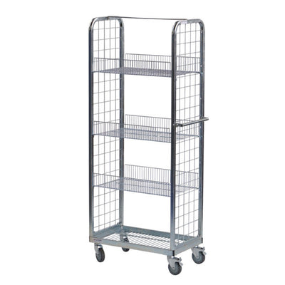 Two sided, multi-use, display and merchandise picking trolley