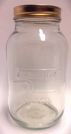 1 Litre Embossed Glass Mason Jar