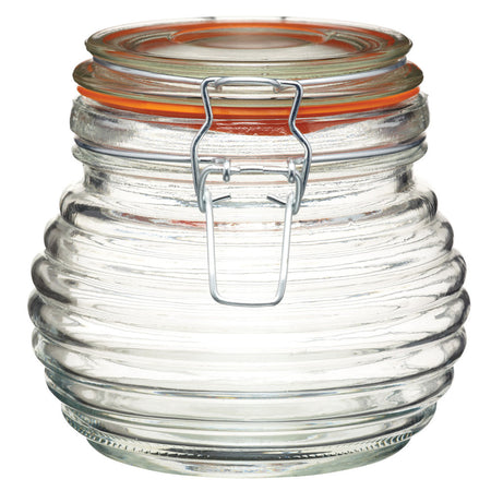 650ml Beehive Kilnclip Ribbed Glass Jar