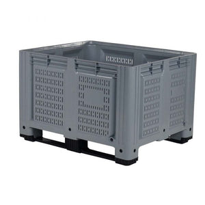 Boîte de rangement en plastique ventilée grise