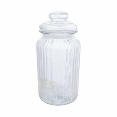 1.3 Litre Ribbed Knob-Stopper Glass Jar