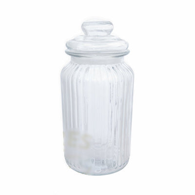 1.3 Litre Ribbed Knob-Stopper Glass Jar