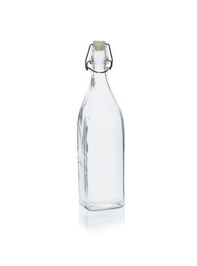 1 Litre Square Swing-Stopper Glass Water Bottle