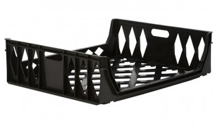Stackable 10 Loaf Ventilated Bread Tray (Black) Angled View