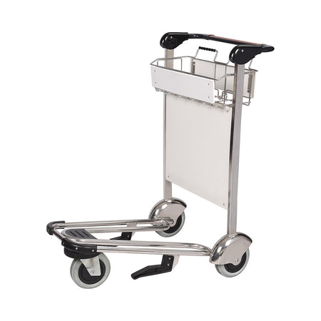 Trafficker Stainless Steel Airport Luggage Trolley with 3 Wheels