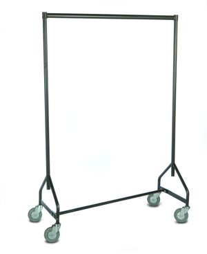 Heavy-duty nestable garment rail with 350kg load capacity and black epoxy powder-coated finish