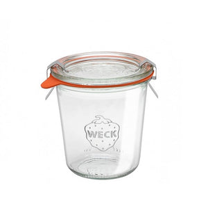 Bocal en verre Weck de 290 ml avec couvercle, anneau et clips