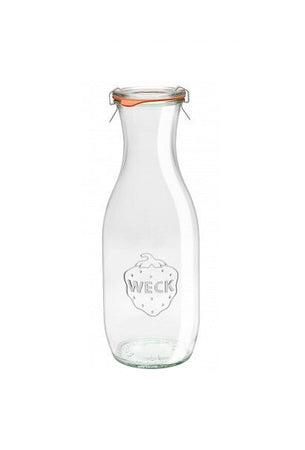 1L Glass Weck Juice Bottle w/ Lid, Ring and Clips